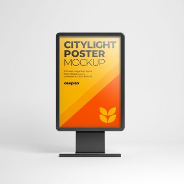 Citylight poster mockup with editable background color psd
